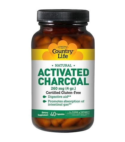 Natural Activated Charcoal 260 mg, Country Life (40 Capsules) - Click Image to Close